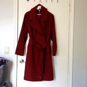 1X NWT ADDITIONELLE Wool blend belted Wrap coat rust/burgundy